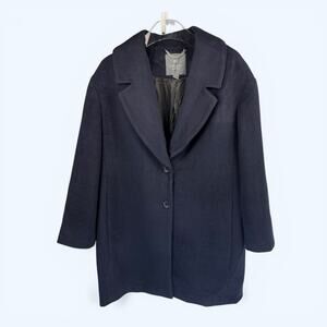 Haven Outerwear Wool Blend (SOFT!) Navy Women's Two Button Coat Large